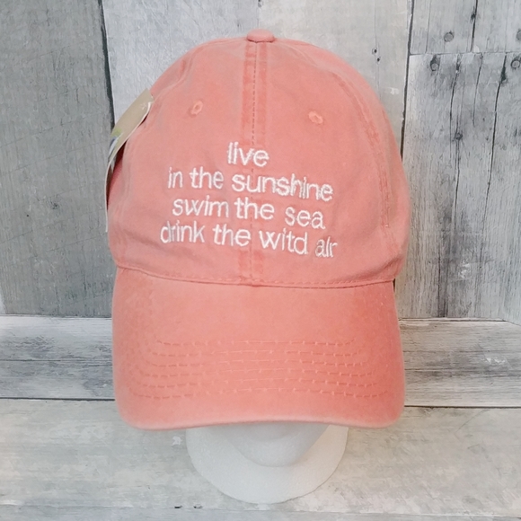 New Vibe Headwear Live In The Sunshine 100% Cotton Peach Color Baseball Hat Cap - Picture 2 of 10
